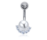 Cute Pearl with Crystal Belly Piercing BP-2031